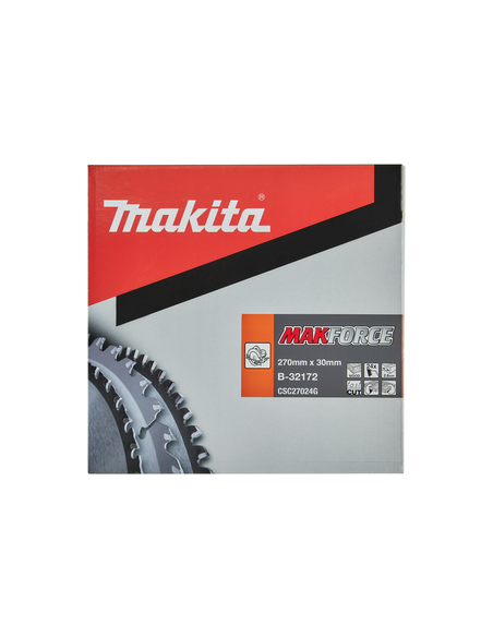 T.C.T hammastega saeketas puidu lõikamiseks 270X2.6X30mm 20° T24 MAKFORCE saeketas kaasaskantavatele saagidele