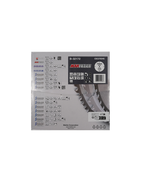 T.C.T hammastega saeketas puidu lõikamiseks 270X2.6X30mm 20° T24 MAKFORCE saeketas kaasaskantavatele saagidele