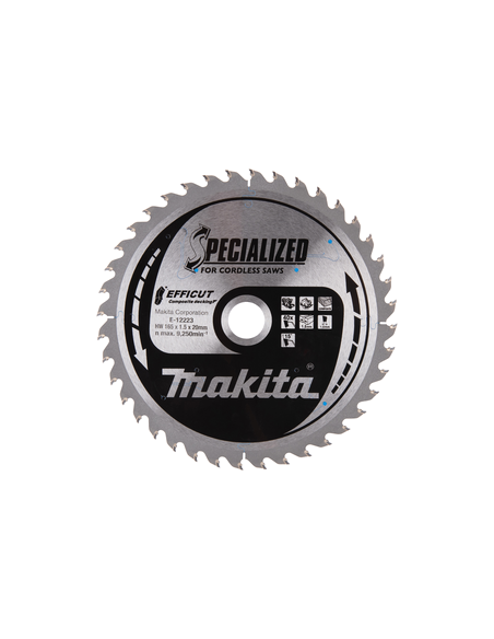 T.C.T hammastega saeketas komposiitmaterjalile, 165X1.5X20mm 15° T40 EFFICUT