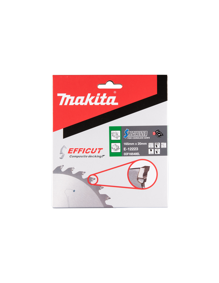 T.C.T hammastega saeketas komposiitmaterjalile, 165X1.5X20mm 15° T40 EFFICUT